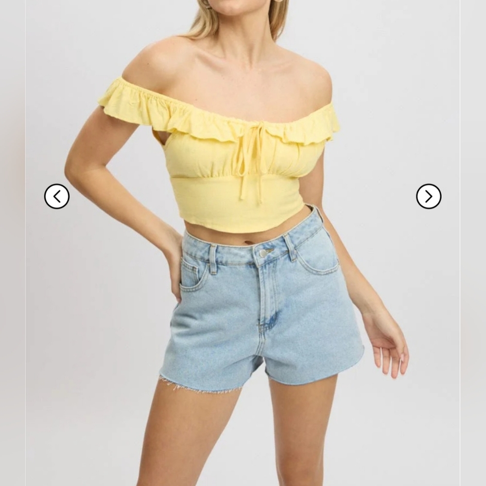 NWT Yellow Off-Shoulder Ruffle Top